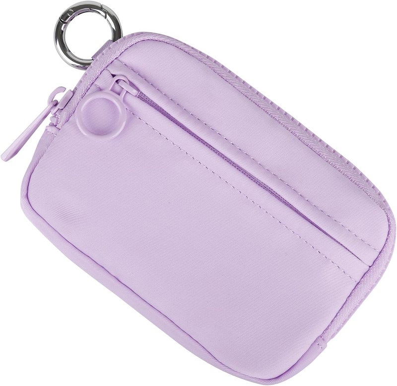 DiDida The Iris Wallet Zip Card Case with ID Window Purses for Women Coin Purse with Zipper Mini Portable Keychain Wallet, Purple - Image 2